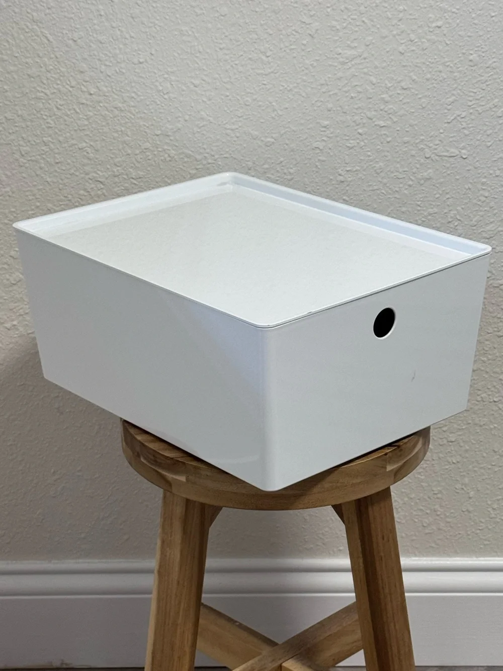 IKEA KUGGIS Storage Box with Lid White Minimalist Home Office Organizer